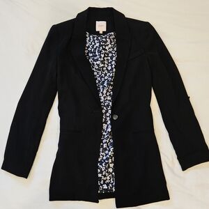 Candie's Elegant Black Blazer with Floral Interior